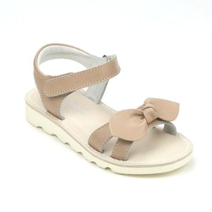 L'Amour Girls Leigh Leather Knotted Bow Pink Leather Wedge EVA Sandals - Babychelle.com