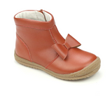 L'Amour Girls Cinnamon Bow Leather Zip Ankle Boot - Babychelle.com