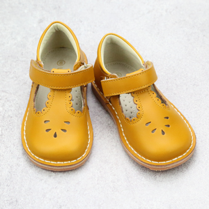 Toddler Girls Scallop T-Strap Navy Leather Vintage Inspired Mary Jane - Heirloom Shoes