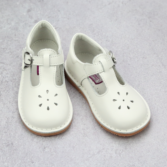 Toddler Girls Classic White Leather T-Strap Mary Jane - Vintage Heirloom Shoes for Easter and Spring - Babychelle.com