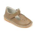 Toddler Girls Scallop T-Strap Mocha Leather Vintage Inspired Mary Jane - Heirloom Shoes