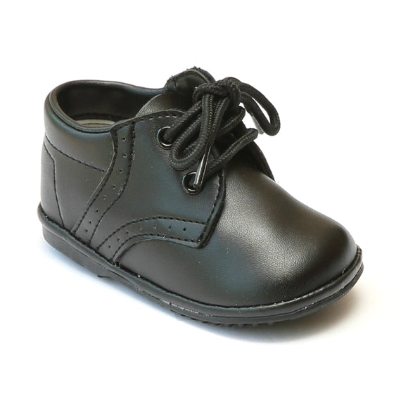 Angel Infant Boys 2157 Black Leather Dress Lace Up Oxfords - Babychelle.com