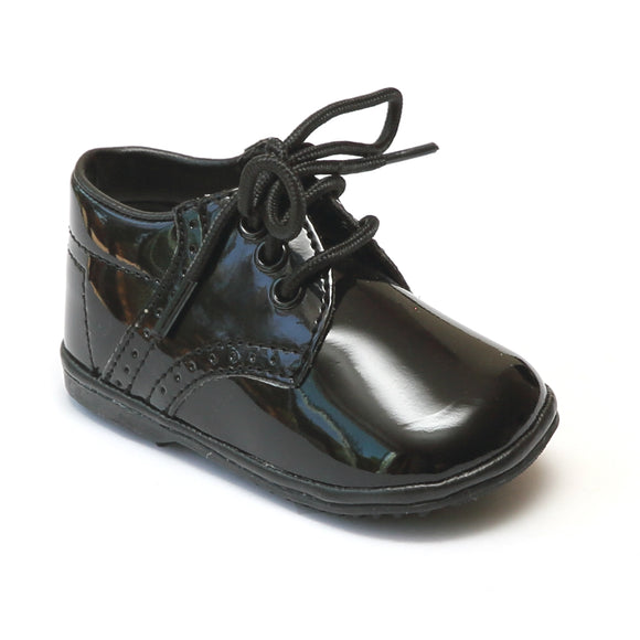 Angel Infant Boys 2157 Patent Black Leather Dress Lace Up Oxfords - Babychelle.com