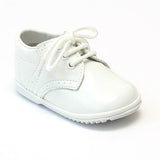 Angel Infant Boys 2157 Patent White Leather Dress Lace Up Oxfords - Babychelle.com