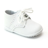 Angel Infant Boys 2157 White Leather Dress Lace Up Oxfords - Babychelle.com