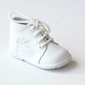 Angel Baby Boys White Baptism Lace Up Oxford Shoes