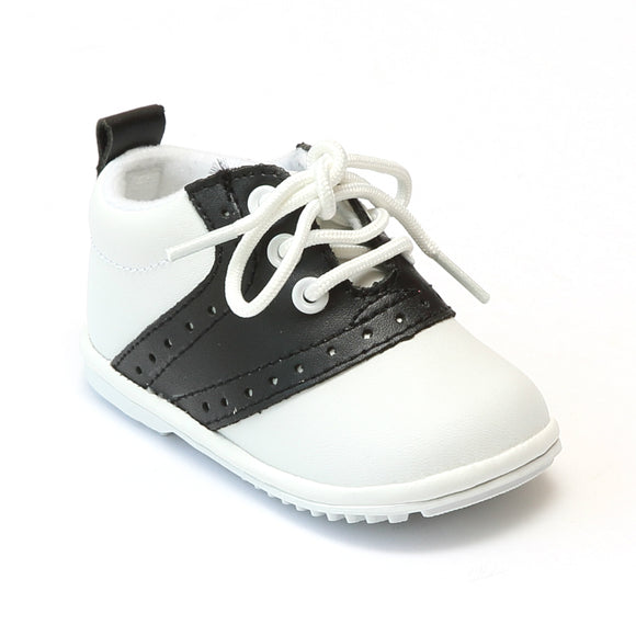 Angel Infant Boys 2342 White Black Lace Up Oxfords - Babychelle.com