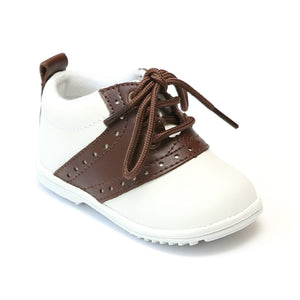 Angel Infant Boys 2342 White Brown Lace Up Oxfords - Babychelle.com