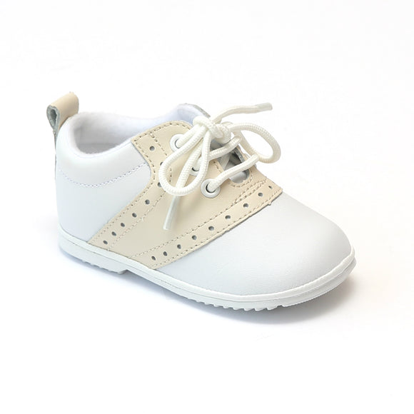 Angel Baby Boys Beige Lace Up Saddle Oxfords - Babychelle.com