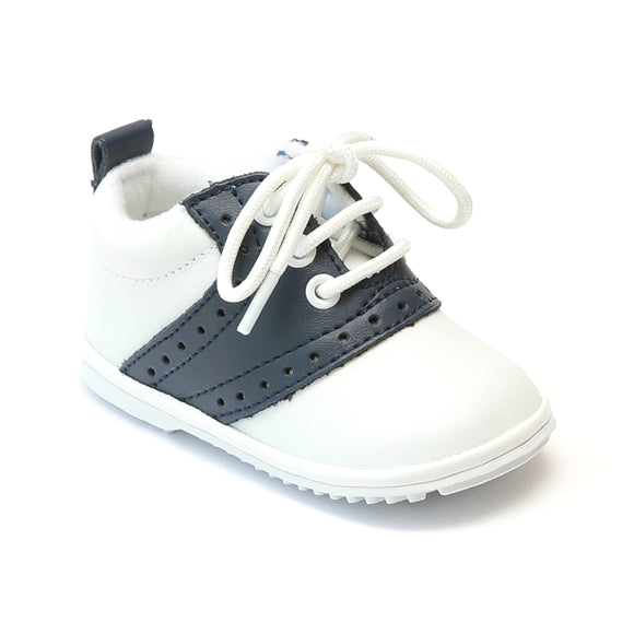 Angel Infant Boys 2342 White Navy Lace Up Oxfords - Babychelle.com