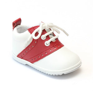Angel Infant Boys White Red Lace Up Oxfords - Babychelle.com