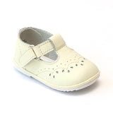 Angel Infant Girls 2945 Ecru Leather T-Strap Mary Janes - Babychelle.com