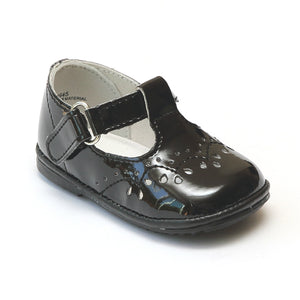 Angel Infant Girls 2945 Patent Black Leather T-Strap Mary Janes - Babychelle.com