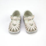 Baby Girls Almond Open Heart Leather Caged Sandal - Babychelle.com