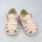 Angel Baby Girls Everly Triple Bow Pink Leather Sandals - Babychelle.com