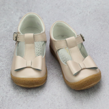 Girls Toddler Classic Almond Bow T-Strap Mary Jane In Leather -  Beige Palette - Babychelle.com