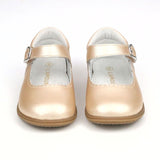 L'Amour Girls Champagne Scalloped Leather Mary Janes - Babychelle.com