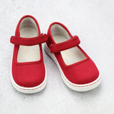 L'Amour Girls Jenna Red Canvas Mary Janes - Babychelle.com