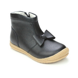L'Amour Girls Black Bow Leather Zip Ankle Boot - Babychelle.com