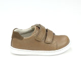 Toddler Boys Kyle Mocha Leather Double Strap Velcro Perforated Sneaker