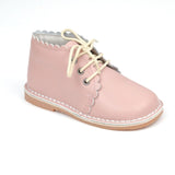 Georgie Toddler Girls Scalloped Dusty Pink Waxed Leather Boot - Babychelle.com