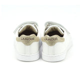 Toddler Girls Kenzie Double Strap Velcro Sweetheart White Leather Sneaker - Babychelle.com