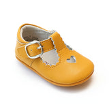 L'Amour Infant Girls Butternut Squash Open Heart Leather Crib Mary Janes - Babychelle.com