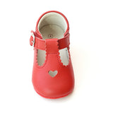 L'Amour Infant Girls Red Open Heart Leather Crib Mary Janes - Babychelle.com