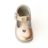 L'Amour Infant Girls Rosegold Open Heart Leather Crib Mary Janes - Babychelle.com