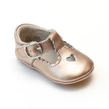 L'Amour Infant Girls Rosegold Open Heart Leather Crib Mary Janes - Babychelle.com