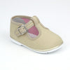 Baby Girls Poppy Biscuit Sand Canvas T-Strap Mary Janes - Babychelle.com