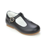 L'Amour Girls Eleanor Classic Black Leather T-Bar Flat