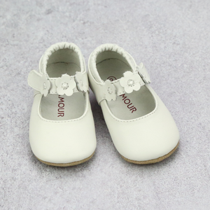 girls white dress shoes L'Amour Infant Girls White Flower Trio Mary Janes