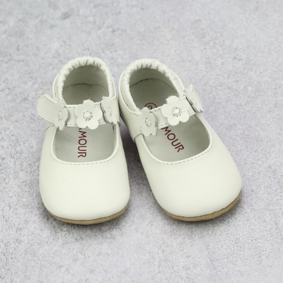 White Crib Shoes - Crib Mary Janes for Girls - Easter, Christening, Baptism - Baby's First Pair