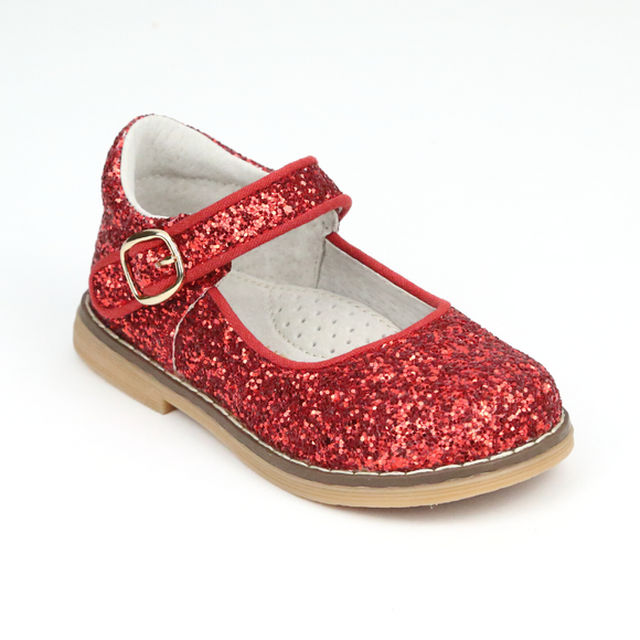 Toddler Girls Natasha Holiday Christmas Red Glitter Mary Janes -  Babychelle.com