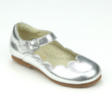 L'Amour Toddler Girls Sonia Classic Scalloped Silver Leather Flat