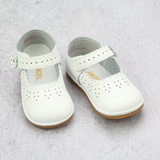 Angel Baby Girls White Leather Scalloped Mary Janes - Babychelle.com