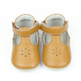 Infant Girls Lisette Caramel Tan Napa Leather Mary Jane Crib Shoe - Babychelle.com