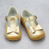 Girls Toddler Classic Champagne T-Strap Bow Mary Jane In Leather -  Classic Childrens Shoes Dressy and Casual - Babychelle.com