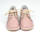 Georgie Toddler Girls Scalloped Dusty Pink Waxed Leather Boot - Babychelle.com