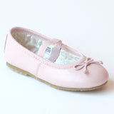 L'Amour Girls 400 Pink Bow Leather Ballet Flats