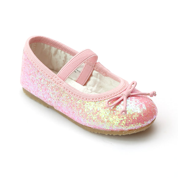 L'Amour Girls 416G Glitter Pink Ballet Flats - Babychelle.com