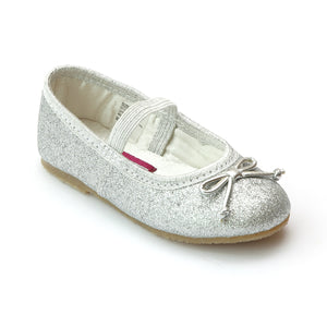L'Amour Girls Glitter Silver Ballet Flats - Babychelle.com
