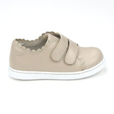 L'Amour Girls Caroline Almond Double Strap Leather Scalloped Sweetheart Sneaker- Toddler - Babychelle.com