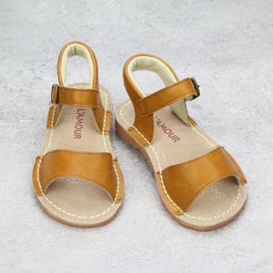 L'Amour Girls Classic White Open Toe Stitch Down Sandal - Babychelle.com