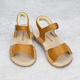 L'Amour Girls Open Toe Stitch Down Mustard Sandal - Babychelle.com