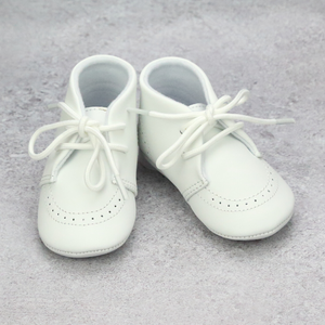 Infant Boys Classic White Lace Up Crib Shoes - Heirloom Shoes - Babychelle.com