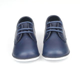 Baby Boys Navy Leather Lace Up Shoe - Babychelle.com