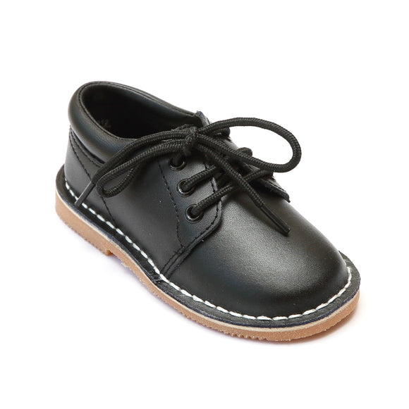 L'Amour Boys Black Leather Oxfords - Babychelle.com