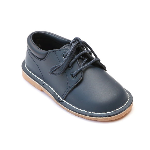  L'Amour Boys Navy Leather Lace Up Shoes - Babychelle.com